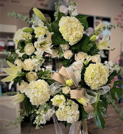 White Hydrangea Wreath Standing Spray