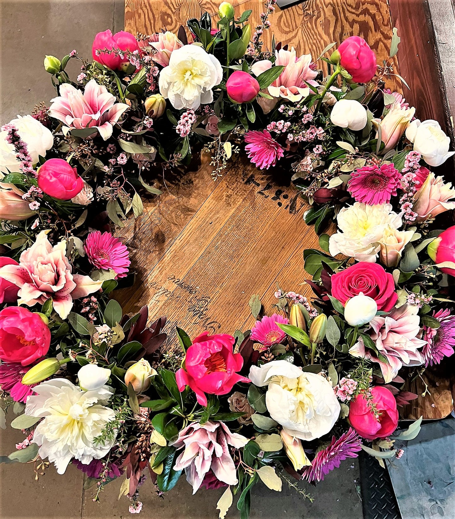 URN of Peonies, Lilies and Roses